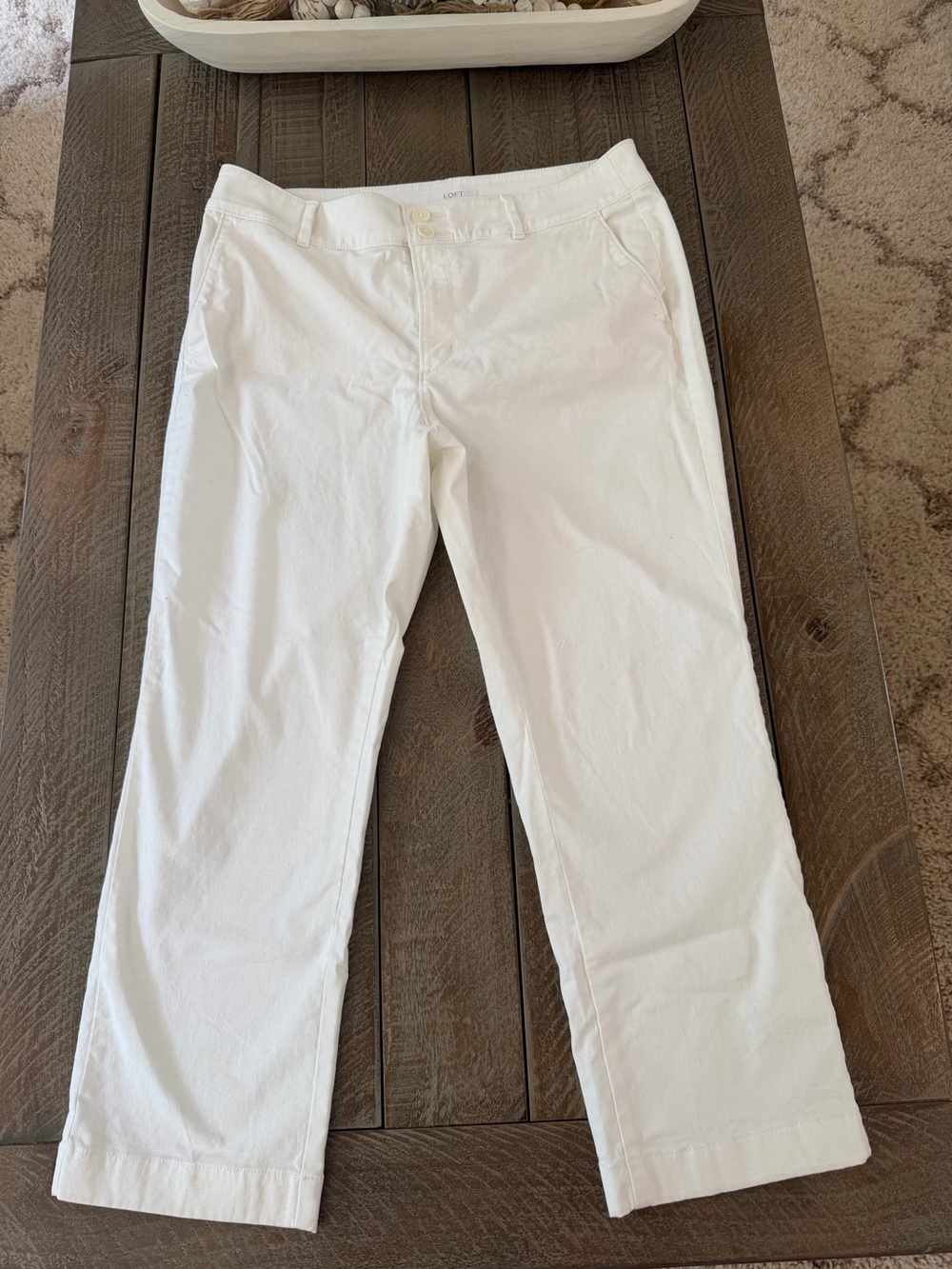 LOFT Petite Crisp White Straight-Leg Pants
